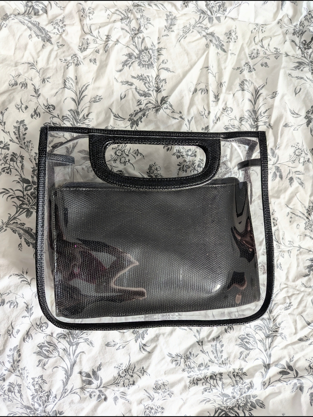 Black Clear Tote with Removable Black Pouch